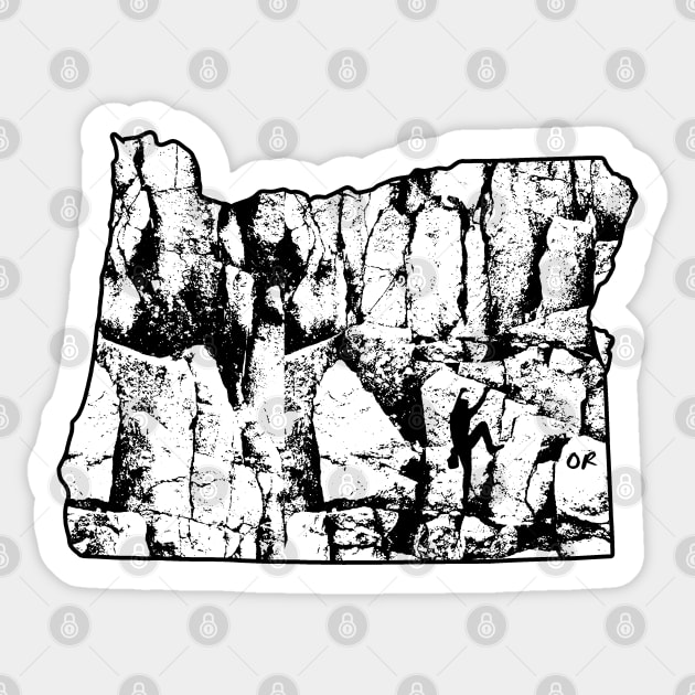 Rock Climbing Oregon Rock Climber State Map Climb Art Sticker by TeeCreations